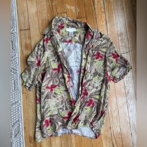 Vintage Doncaster Floral Short sleeve Button Down Shirt, size 10